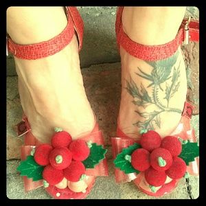 Miss L-Fire Brand Red Glittery Wedges